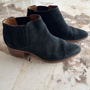 Franco Sarto Black Suede Ankle Booties - Women's Chelsea Style